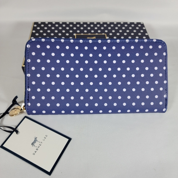 Dabney Lee Blue Polka Dot Womens Wallet with Card Slots - Picture 1 of 4